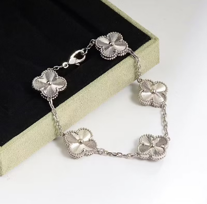 Bracelet 5 Trèfles Vintage Alhambra – Bijou semi-précieux plaqué argent
