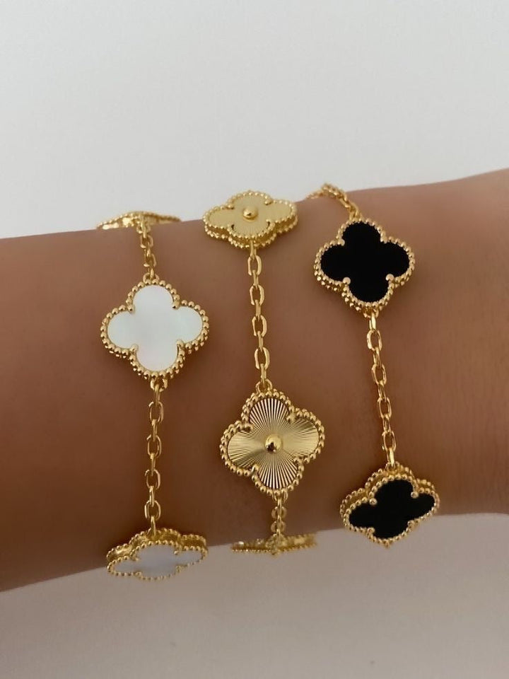 VINTAGE ALHAMBRA 5 CLOVER BRACELET – WHITE SEMI-JEWELRY
