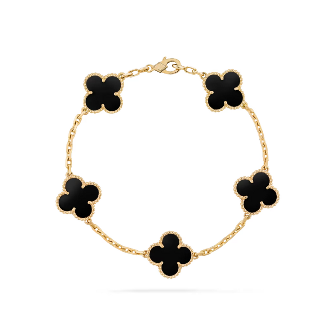 Bracelet Vintage Alhambra 5 trèfles – Bijou fantaisie noir