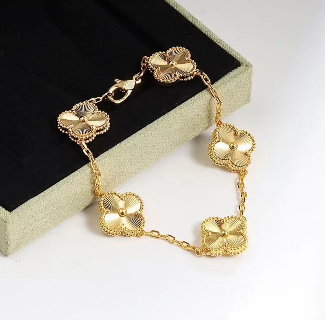 Bracelet Vintage Alhambra 5 trèfles – Semi-bijoux dorés
