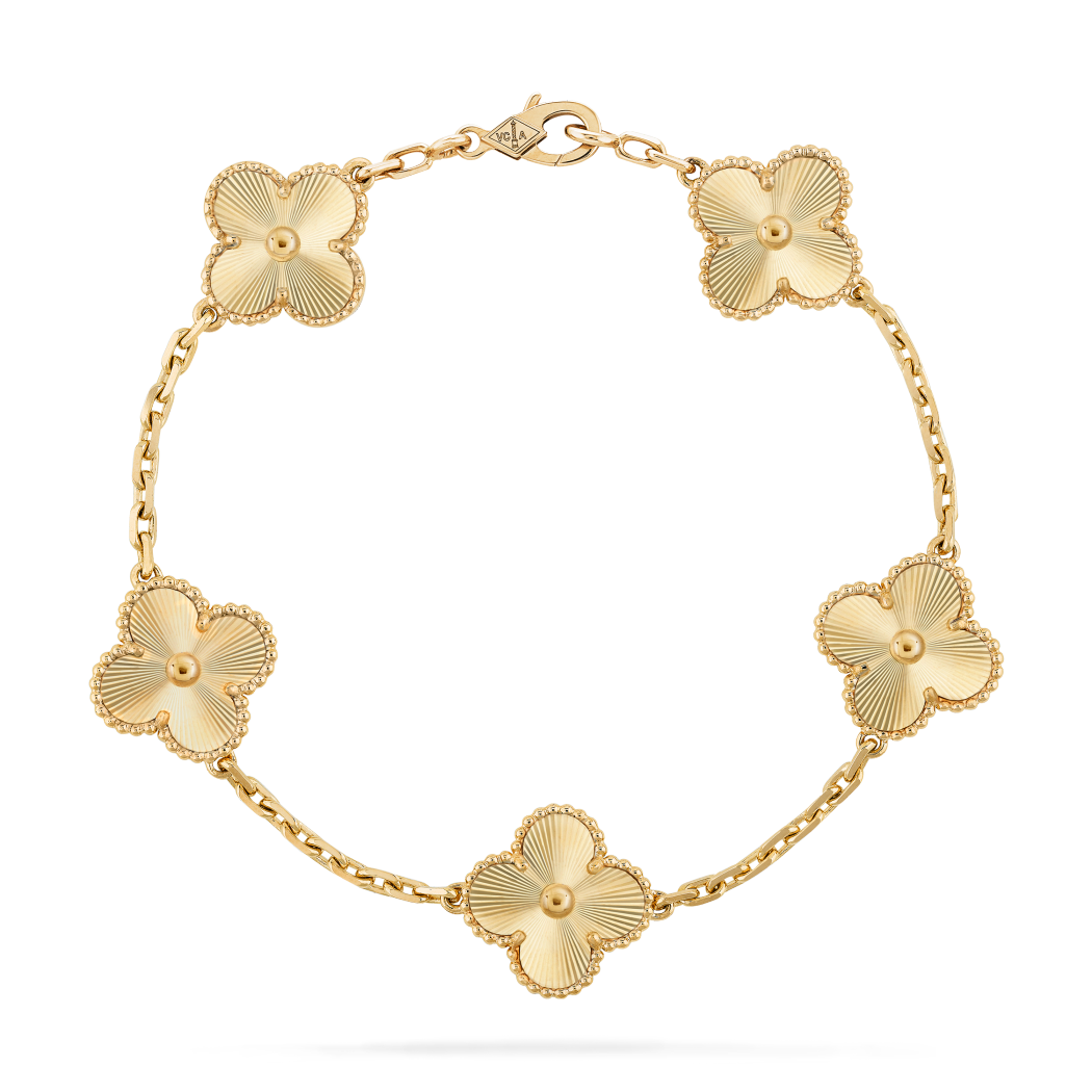 Bracelet Vintage Alhambra 5 trèfles – Semi-bijoux dorés