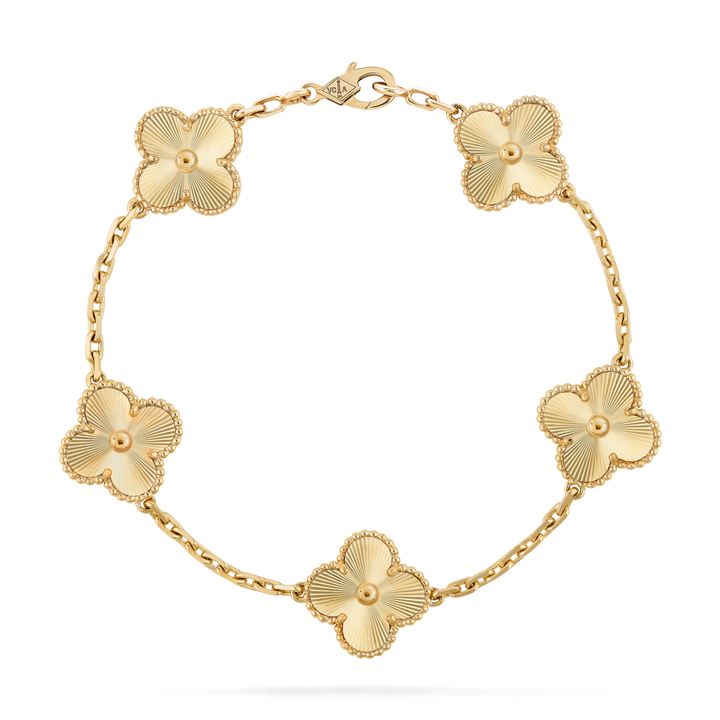 Bracelet Vintage Alhambra 5 trèfles – Semi-bijoux dorés