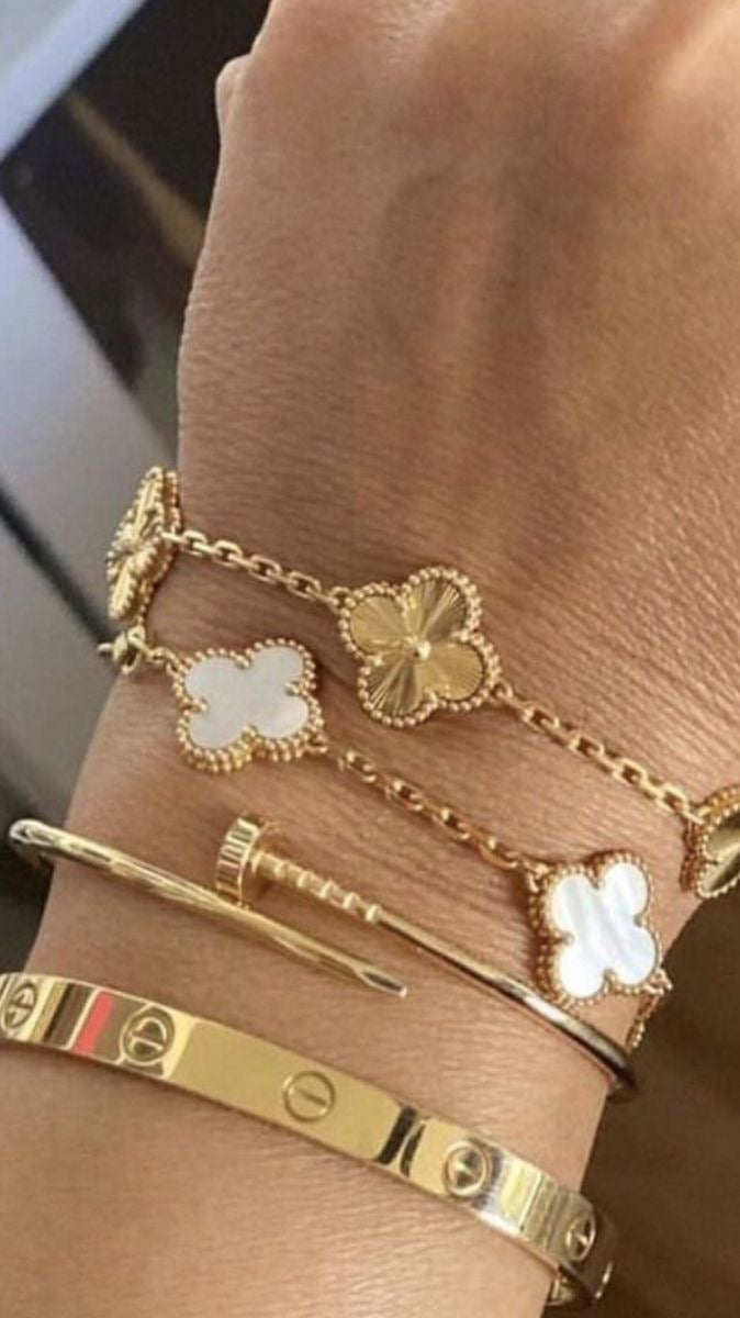 Bracelet Vintage Alhambra 5 trèfles – Semi-bijoux dorés