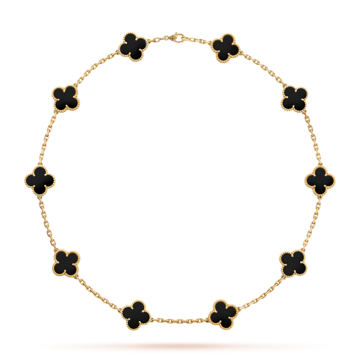 Collier Vintage Alhambra 10 motifs trèfles – Noir