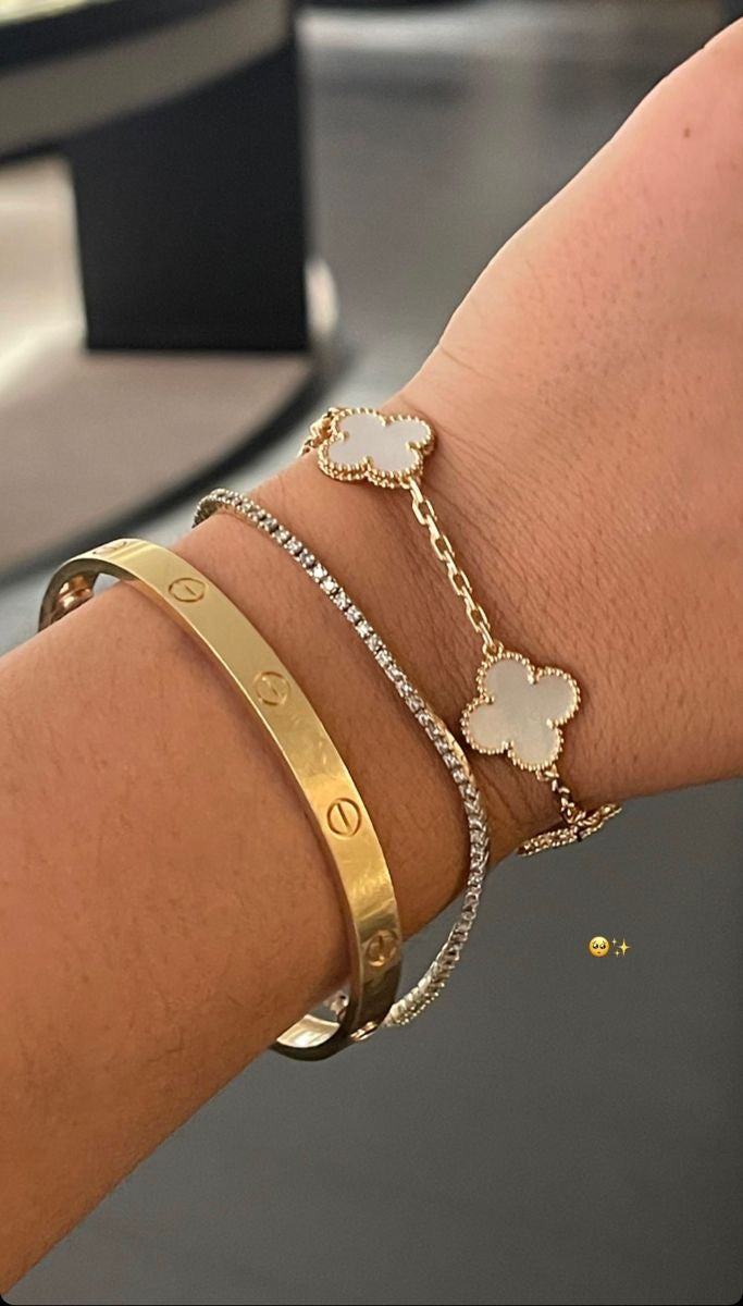 VINTAGE ALHAMBRA 5 CLOVER BRACELET – WHITE SEMI-JEWELRY