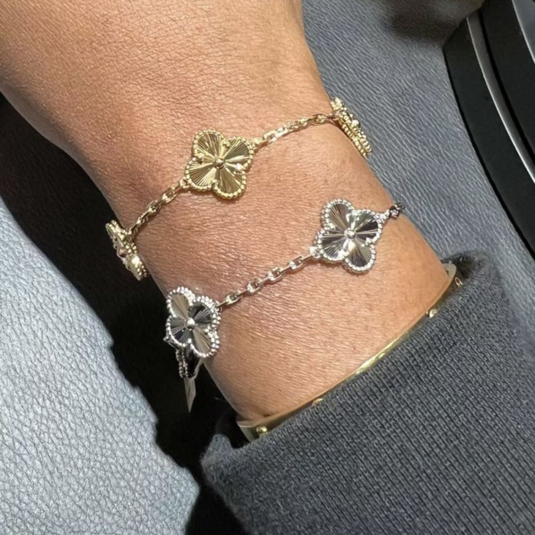Bracelet Vintage Alhambra 5 trèfles – Semi-bijoux dorés