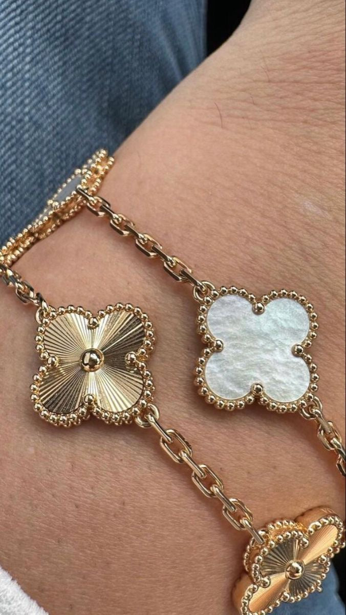 Bracelet Vintage Alhambra 5 trèfles – Semi-bijoux dorés
