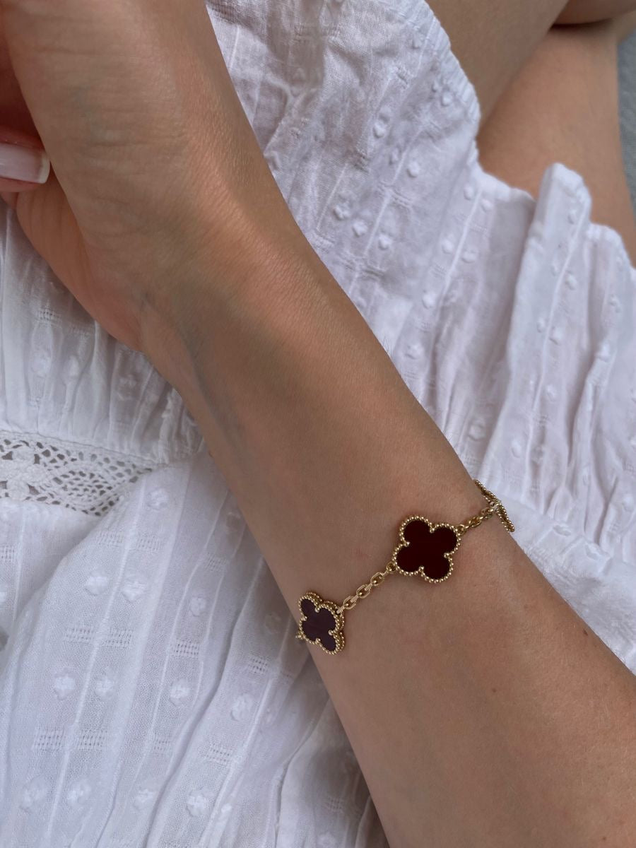 Bracelet Vintage Alhambra 5 trèfles – Bijou fantaisie noir