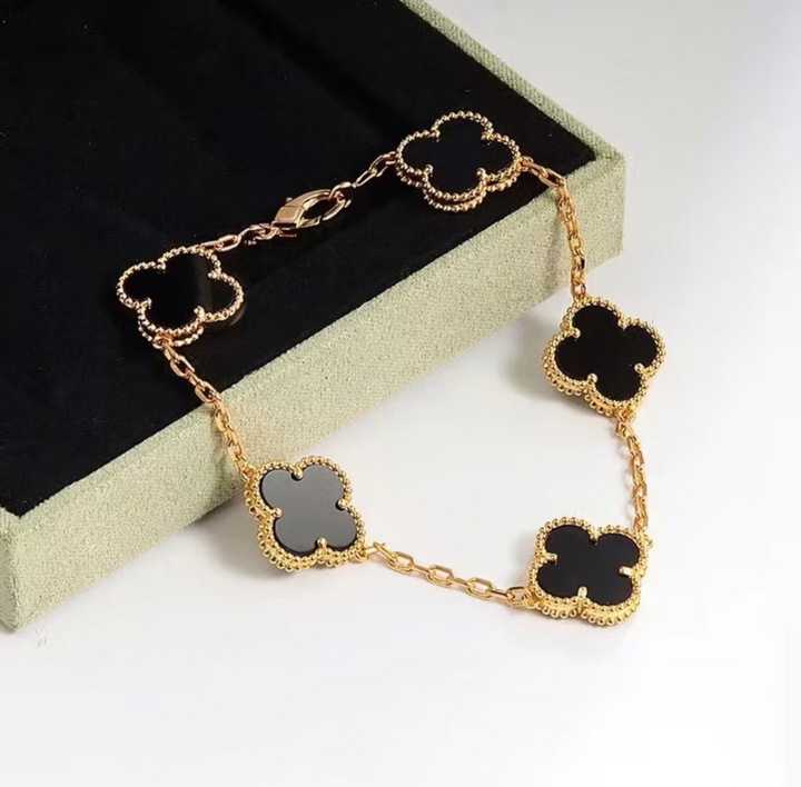 Bracelet Vintage Alhambra 5 trèfles – Bijou fantaisie noir