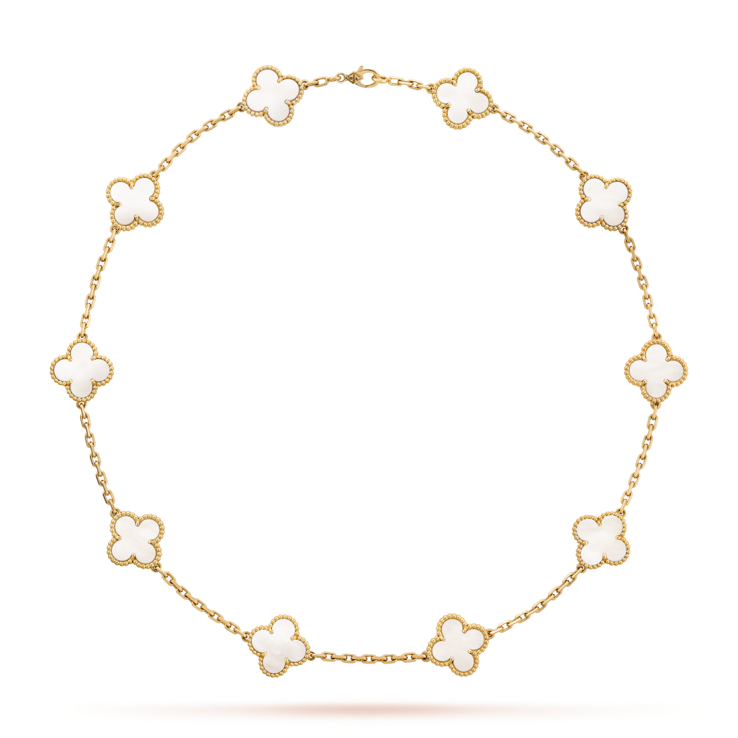 COLLIER VINTAGE ALHAMBRA 10 TRÈFLES – BLANC