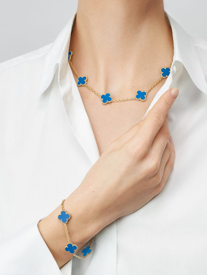 Collier 10 trèfles Vintage Alhambra – Bleu